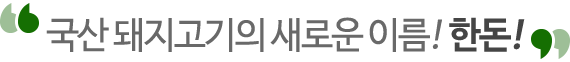 국산 돼지고기의 새로운 이름 한돈